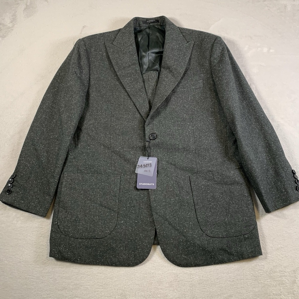 StudioSuits Gray Wool Blend Sport Coat 40S Blazer Hand‎ Crafted Two Button NEW